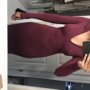 Zippered High Neck Dress with Side Boob and Back